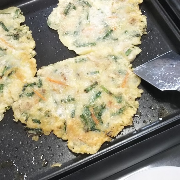 ホッとプレートで卵なしのチヂミ レシピ 作り方 By まめつぶすけ 楽天レシピ